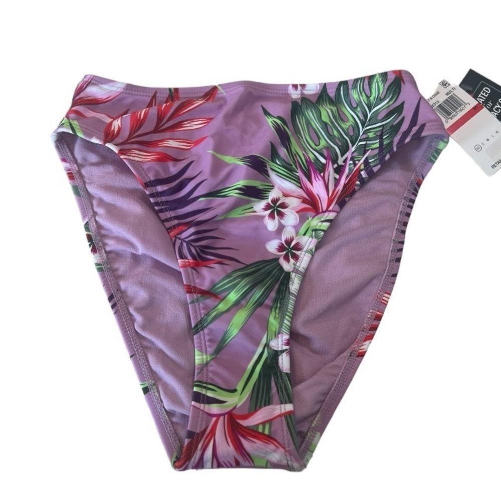 Salt + Cove Purple Tropical Floral High Waist Juniors Bikini Bottom NEW XS